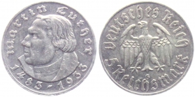 Drittes Reich - J 353 - 1933 G - Martin Luther - 5 Reichsmark - ss+