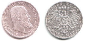 Württemberg - J 174 - 1902 F - Wilhelm II. (1891 - 1918) - 2 Mark - ss