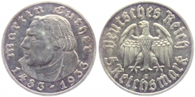 Drittes Reich - J 353 - 1933 E - Martin Luther - 5 Reichsmark - vz