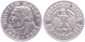 Drittes Reich - J 353 - 1933 J - Martin Luther - 5 Reichsmark - ss-vz