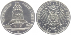 Sachsen - J 140 - 1913 E - Friedrich August III. (1904-1918) - Völkerschlachtdenkmal - 3 Mark - vz
