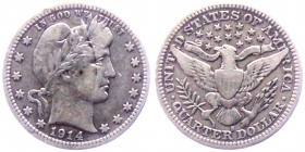 USA - 1914 S - Liberty Head - 1/4 Dollar - ss