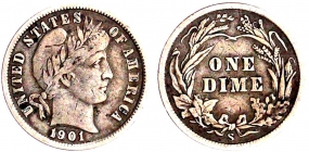USA - 1901 S - Liberty Head - Barber Dime - ss