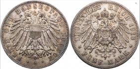 Lübeck - J 83 - 1913 A - Stadtwappen - 5 Mark - f.vz