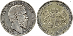 Reuss-Schleiz, jüngere Linie - 1868 - Heinrich XIV. (1867-1913) - Vereinstaler - vz