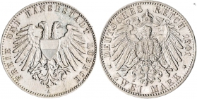 Lübeck - J 80 - 1901 A - kleines Stadtwappen - 2 Mark - ss-vz