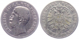 Reuss, jüngere Linie - J 120 - 1884 A - Heinrich XIV (1867-1913) - 2 Mark - s-ss